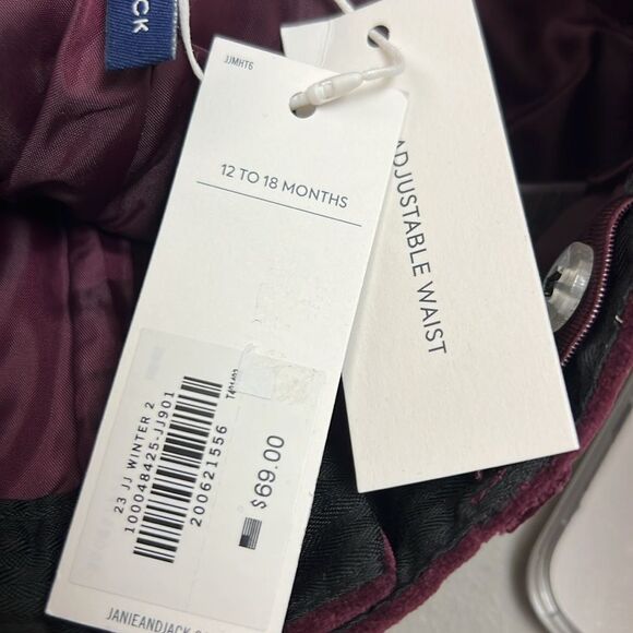 Janie and Jack100048425 Burgundy Velvet The Velvet Party Pants NWT - Picture 4 of 6